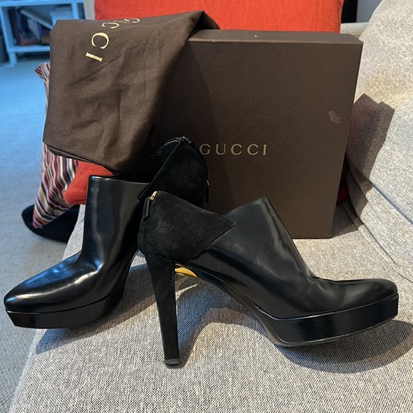 Authentic Gucci leather/suede ankle booties size 41 1/2 - 10.5 Us - Picture 2 of 7